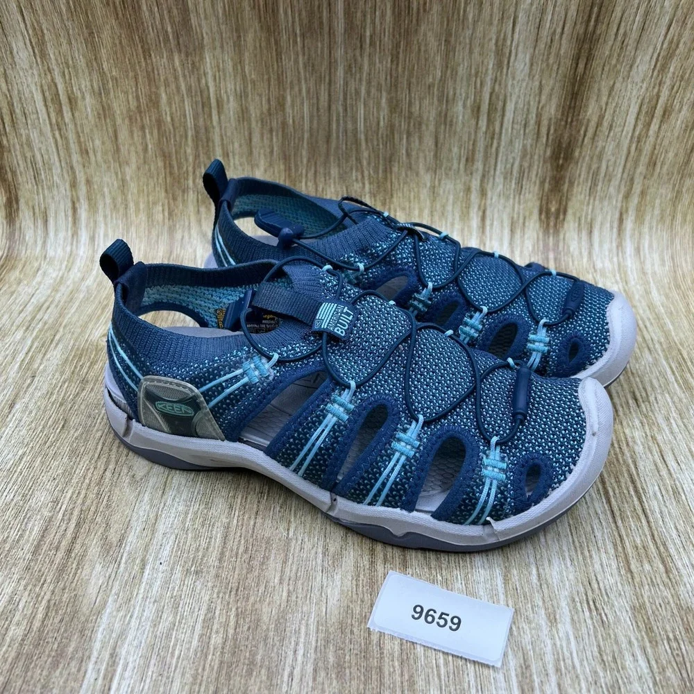 KEEN Evofit One Water Sandals Women's Size 7 Blue Knit Bungee Hiking Shoes